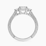 Elsie Three Stone Engraved Diamond Ring (1/3 ct. tw.) Platinum Emerald Engagement Ring