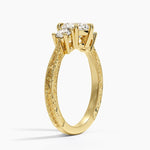Elsie Three Stone Engraved Diamond Ring (1/3 ct. tw.) Yellow Gold 18k Heart Engagement Ring