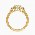 Elsie Three Stone Engraved Diamond Ring (1/3 ct. tw.) Yellow Gold 18k Heart Engagement Ring