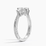 Elsie Three Stone Engraved Diamond Ring (1/3 ct. tw.) Platinum Oval Engagement Ring