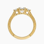 Elsie Three Stone Engraved Diamond Ring (1/3 ct. tw.) Yellow Gold 18k Oval Engagement Ring