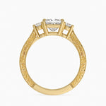 Elsie Three Stone Engraved Diamond Ring (1/3 ct. tw.) Yellow Gold 18k Princess Engagement Ring