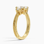 Elsie Three Stone Engraved Diamond Ring (1/3 ct. tw.) Yellow Gold 18k Radiant Engagement Ring