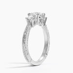 Elsie Three Stone Engraved Diamond Ring (1/3 ct. tw.) Platinum Round Engagement Ring