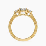 Elsie Three Stone Engraved Diamond Ring (1/3 ct. tw.) Yellow Gold 18k Round Engagement Ring