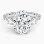 Elsie Three Stone Engraved Diamond Ring (1/3 ct. tw.) Platinum Oval Engagement Ring