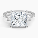 Elsie Three Stone Engraved Diamond Ring (1/3 ct. tw.) Platinum Princess Engagement Ring