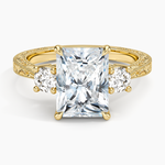 Elsie Three Stone Engraved Diamond Ring (1/3 ct. tw.) Yellow Gold 18k Radiant Engagement Ring