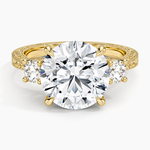 Elsie Three Stone Engraved Diamond Ring (1/3 ct. tw.) Yellow Gold 18k Round Engagement Ring