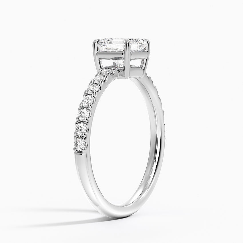 Dara Low-Profile Diamond Ring Platinum Asscher Engagement Ring