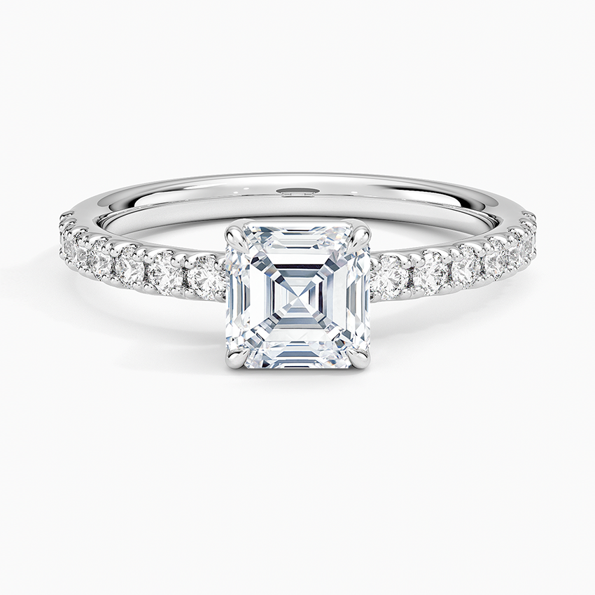Dara Low-Profile Diamond Ring Platinum Asscher Engagement Ring