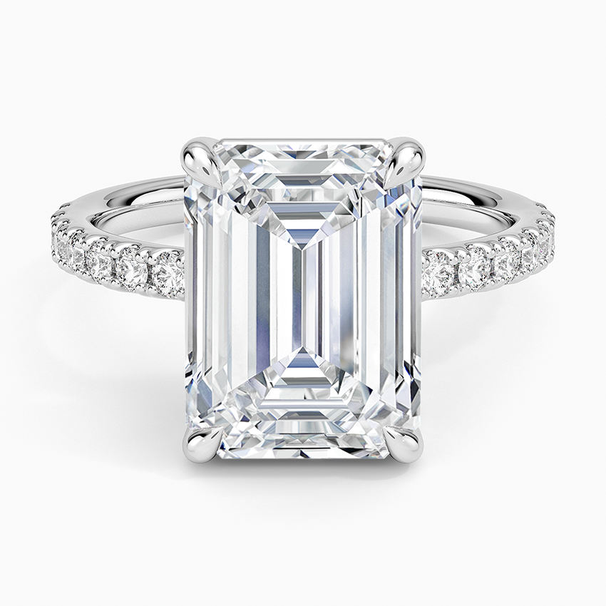 Dara Low-Profile Diamond Ring Platinum Emerald Engagement Ring