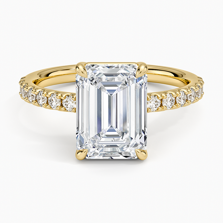 Dara Low-Profile Diamond Ring Yellow Gold 18k Emerald Engagement Ring