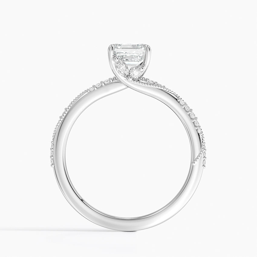 Camellia Hidden Accent 1.5mm Diamond Ring Platinum Asscher Engagement Ring