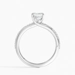 Camellia Hidden Accent 1.5mm Diamond Ring Platinum Asscher Engagement Ring