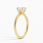Camellia Hidden Accent 1.5mm Diamond Ring Yellow Gold 18k Asscher Engagement Ring