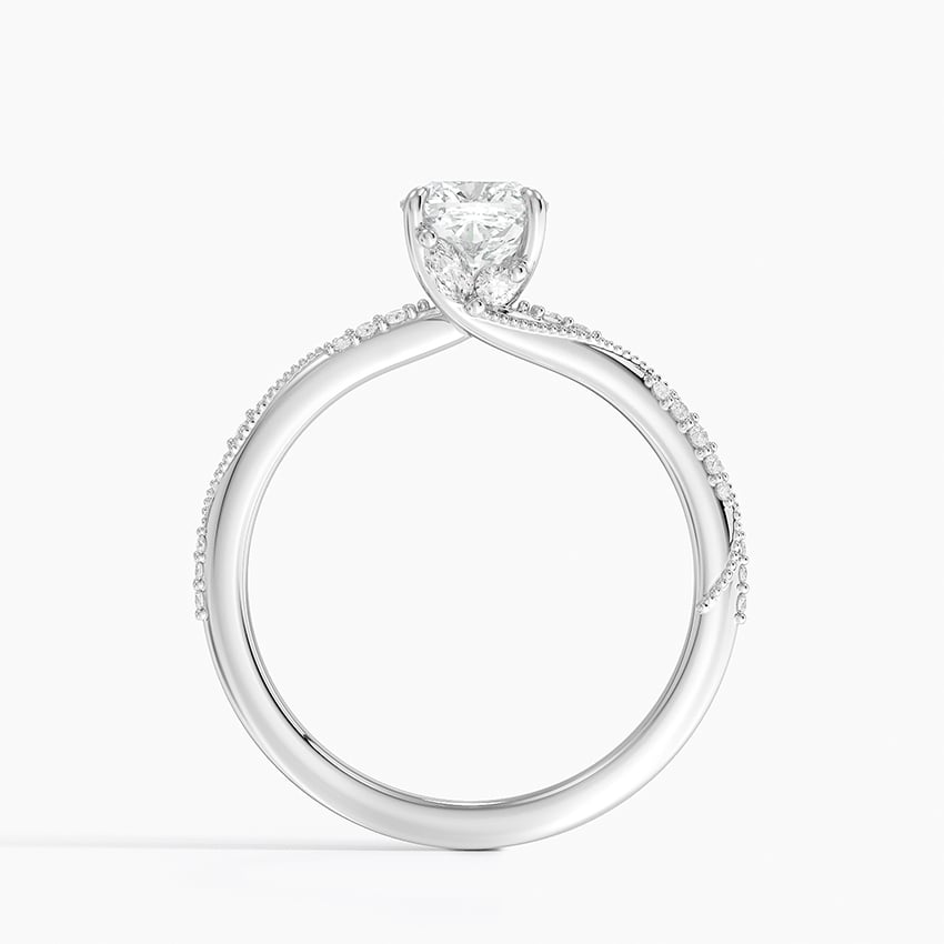 Camellia Hidden Accent 1.5mm Diamond Ring Platinum Cushion Engagement Ring