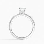 Camellia Hidden Accent 1.5mm Diamond Ring Platinum Emerald Engagement Ring
