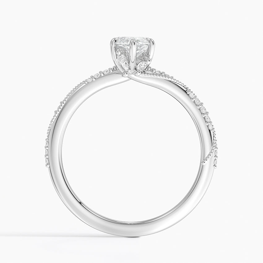 Camellia Hidden Accent 1.5mm Diamond Ring Platinum Marquise Engagement Ring