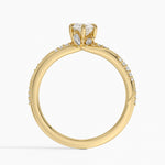 Camellia Hidden Accent 1.5mm Diamond Ring Yellow Gold 18k Marquise Engagement Ring