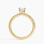 Camellia Hidden Accent 1.5mm Diamond Ring Yellow Gold 18k Oval Engagement Ring