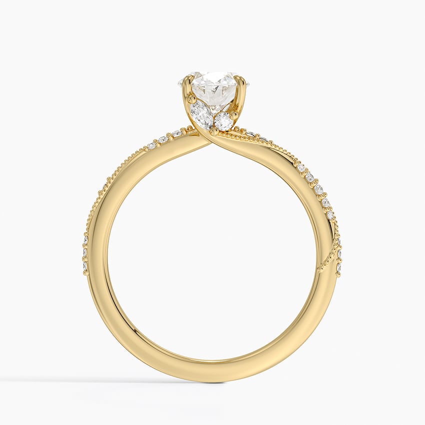 Camellia Hidden Accent 1.5mm Diamond Ring Yellow Gold 18k Oval Engagement Ring
