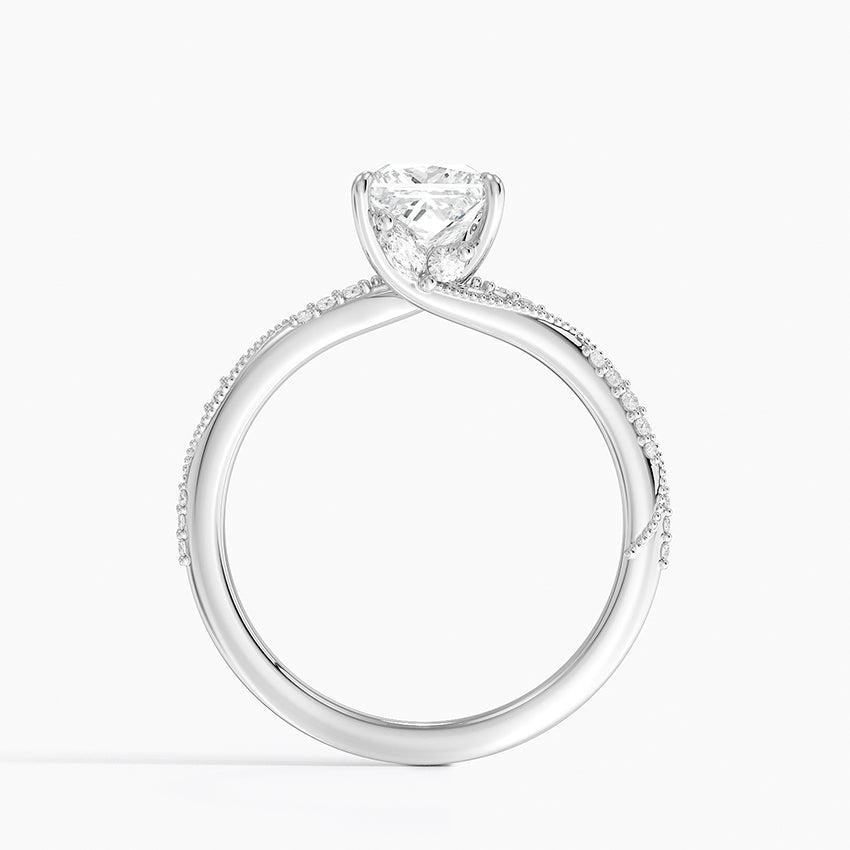 Camellia Hidden Accent 1.5mm Diamond Ring Platinum Princess Engagement Ring