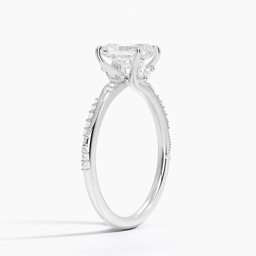 Camellia Hidden Accent 1.5mm Diamond Ring Platinum Radiant Engagement Ring