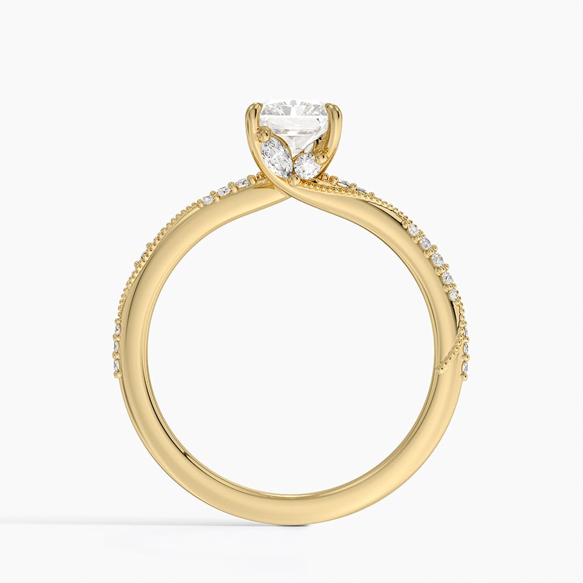 Camellia Hidden Accent 1.5mm Diamond Ring Yellow Gold 18k Radiant Engagement Ring