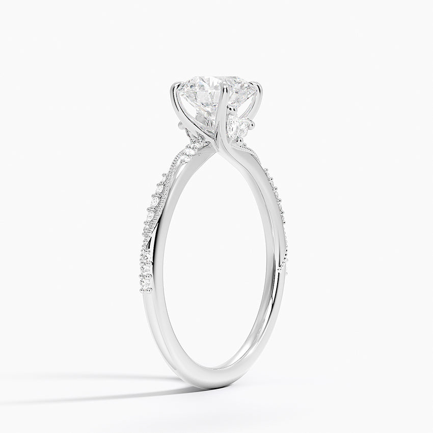 Camellia Hidden Accent 1.5mm Diamond Ring Platinum Round Engagement Ring