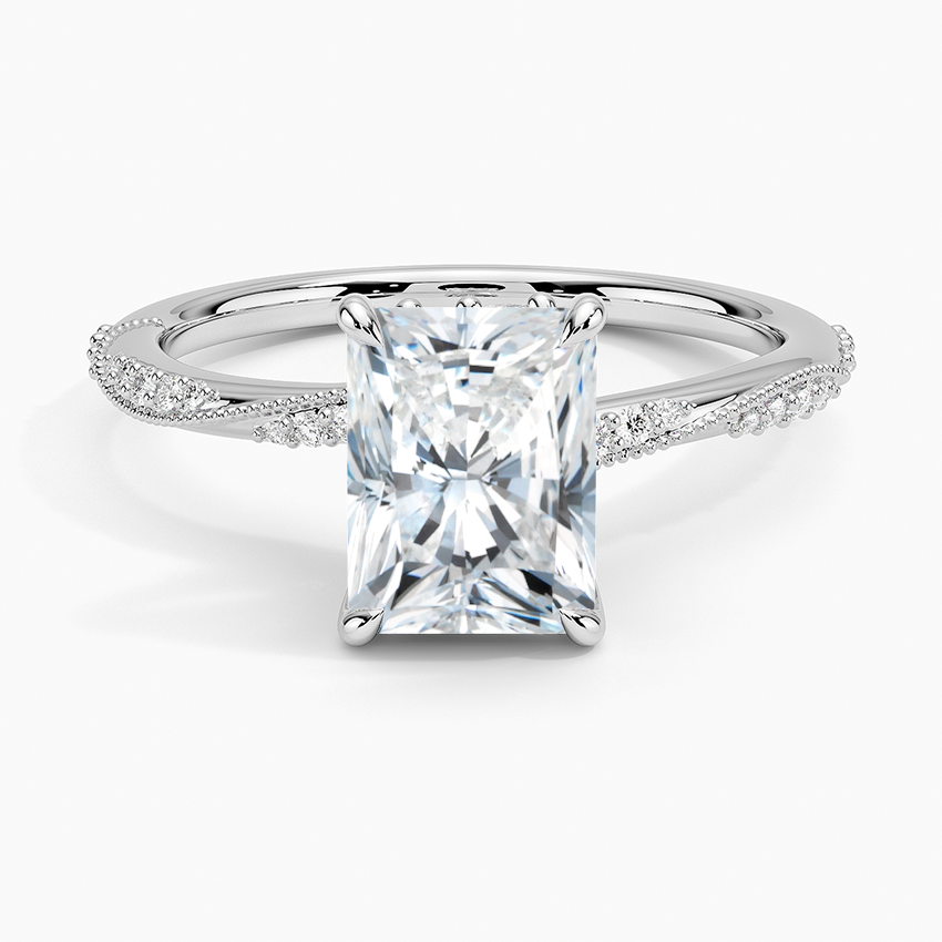 Camellia Hidden Accent 1.5mm Diamond Ring Platinum Radiant Engagement Ring