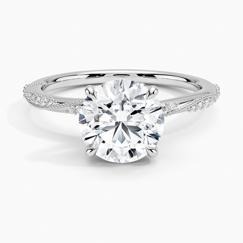 Camellia Hidden Accent 1.5mm Diamond Ring Platinum Round Engagement Ring