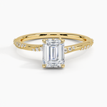 Camellia Hidden Accent 1.5mm Diamond Ring Yellow Gold 18k Emerald Engagement Ring