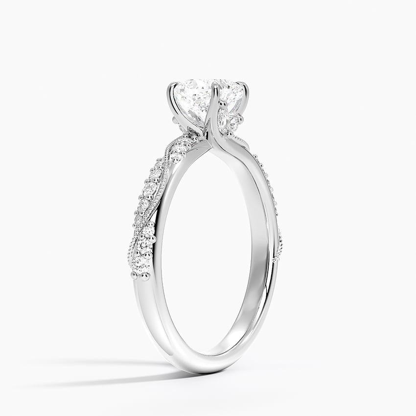 Camellia Hidden Accent 2.5mm Diamond Ring Platinum Cushion Engagement Ring