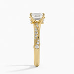 Camellia Hidden Accent 2.5mm Diamond Ring Yellow Gold 18k Emerald Engagement Ring