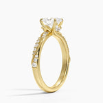 Camellia Hidden Accent 2.5mm Diamond Ring Yellow Gold 18k Oval Engagement Ring