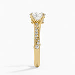 Camellia Hidden Accent 2.5mm Diamond Ring Yellow Gold 18k Oval Engagement Ring
