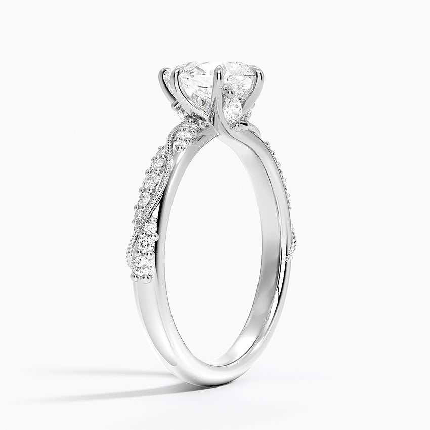 Camellia Hidden Accent 2.5mm Diamond Ring Platinum Pear Engagement Ring