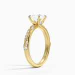Camellia Hidden Accent 2.5mm Diamond Ring Yellow Gold 18k Princess Engagement Ring