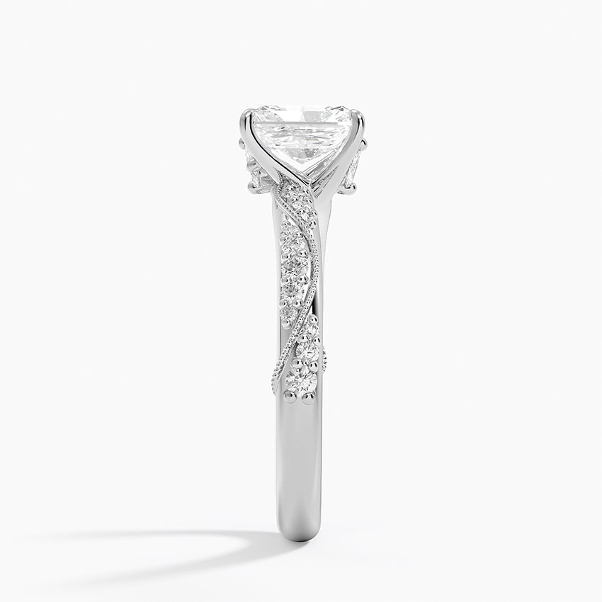 Camellia Hidden Accent 2.5mm Diamond Ring Platinum Radiant Engagement Ring