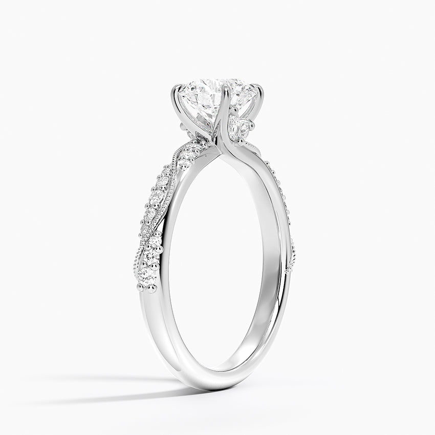 Camellia Hidden Accent 2.5mm Diamond Ring Platinum Round Engagement Ring