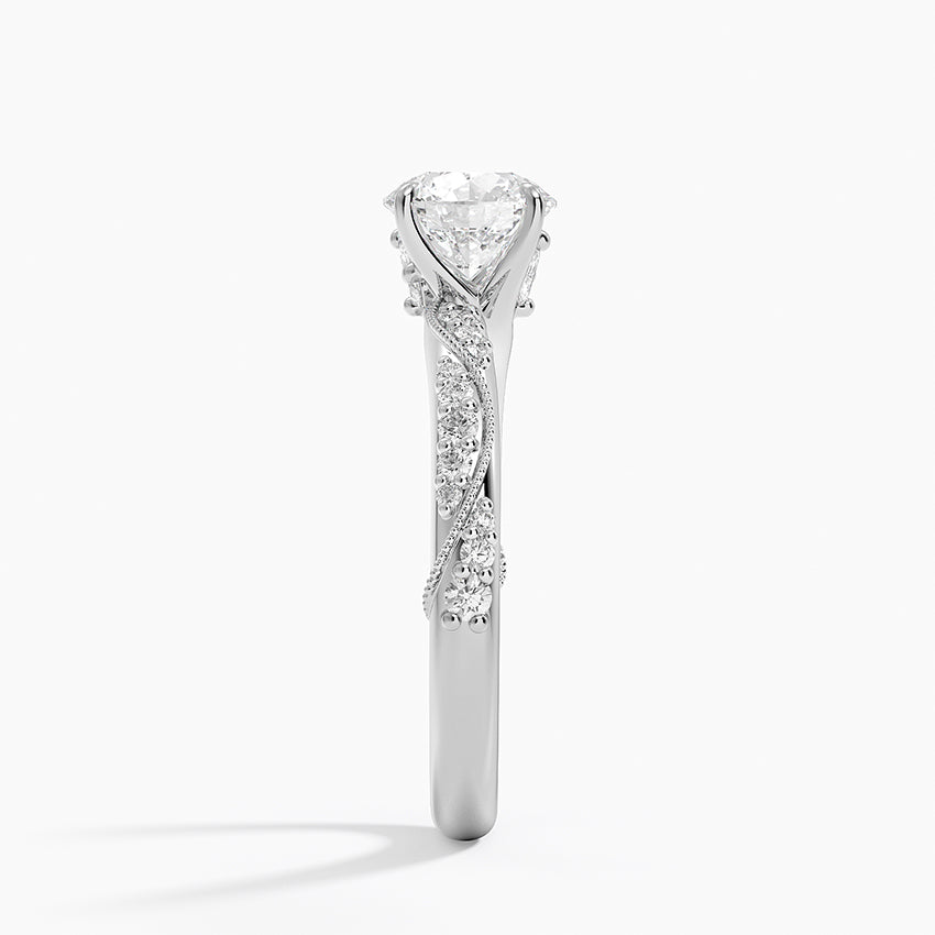 Camellia Hidden Accent 2.5mm Diamond Ring Platinum Round Engagement Ring