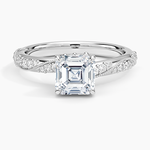 Camellia Hidden Accent 2.5mm Diamond Ring Platinum Asscher Engagement Ring