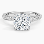 Camellia Hidden Accent 2.5mm Diamond Ring Platinum Cushion Engagement Ring