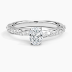Camellia Hidden Accent 2.5mm Diamond Ring Platinum Oval Engagement Ring