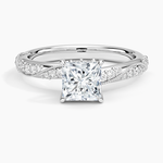 Camellia Hidden Accent 2.5mm Diamond Ring Platinum Princess Engagement Ring