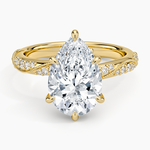 Camellia Hidden Accent 2.5mm Diamond Ring Yellow Gold 18k Pear Engagement Ring