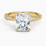 Camellia Hidden Accent 2.5mm Diamond Ring Yellow Gold 18k Radiant Engagement Ring