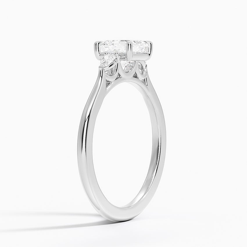Aria Perfect Fit Three Stone Diamond Ring Platinum Asscher Engagement Ring
