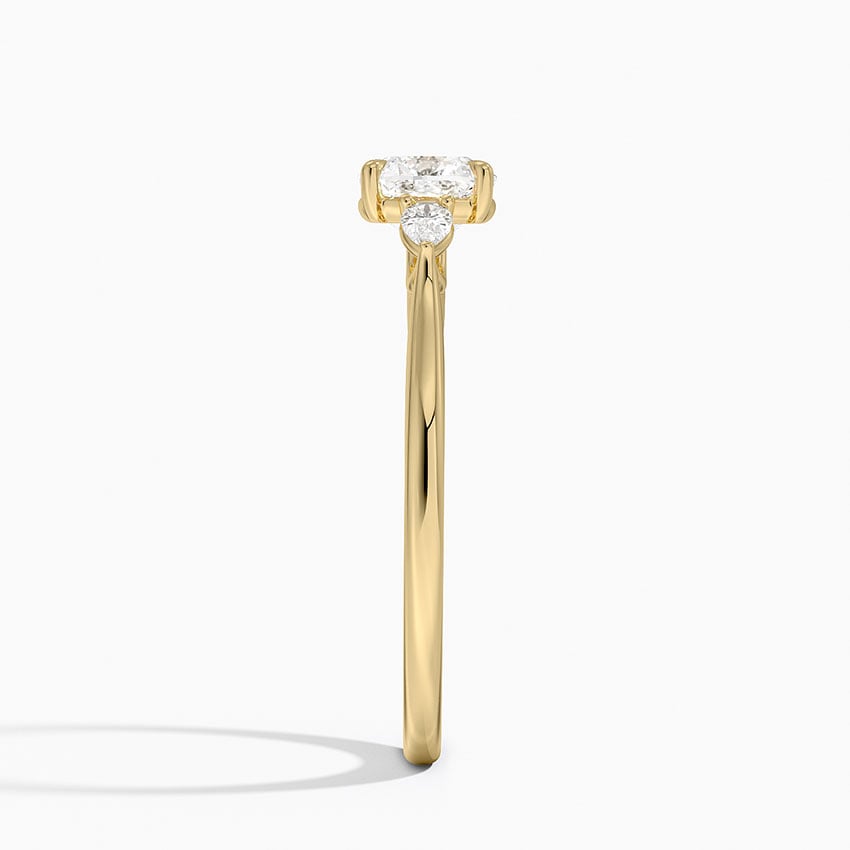 Aria Perfect Fit Three Stone Diamond Ring Yellow Gold 18k Cushion Engagement Ring